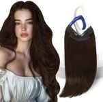 Sunny Hair Wire Hair Extensions for Women Straight Fish Line Human Hair Extensions Invisible Wire Extensions Easy to Apply Brown 18inch 85g