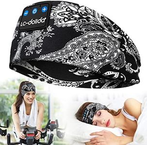 Sleep Headphones Headband Headphones,LC-dolida Boho Printed Workout Wireless Bluetooth Headband Sport Sleeping Headphones for Side Sleepers Handsfree Music Headband Tech Gadget Ideas for Running