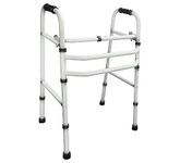 AmbiTech MS Height Adjustable & Double Bar Folding Walker for Adults, Senior Citizens and Patients (Made In India)