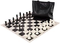 The House of Staunton Standard Chess Set Combination - Triple Weighted Regulation Pieces, Vinyl Chess Board and Standard Bag (Black)