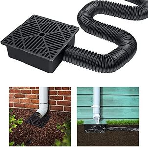 LFUTARI Rain Gutter Downspout Extensions Flexible-No Dig Low Profile Catch Basin Downspout Extension Kit-Down Spout Extender for Yard, Ground and Lawn Included