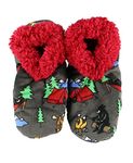 Lazy One Fuzzy Feet Slippers for Women, Cute Fleece-Lined House Slippers, Happy Camper, Bear, Moose, Camping, Non-Skid