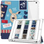 DuraSafe Cases for iPad 7th 8th 9th Gen 2019/2020 / 2021-10.2 Inch [iPad 9 8 7 ] A2602 A2270 A2197 UltraSlim Printed Auto Sleep/Wake Printed TPU Transparent Cover with Pencil Holder - Puppy Friend