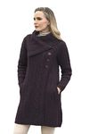 Aran Crafts Women's Cable Knit Wool Soft Collar 3 Button Coat (X4416-LARGE-DAM)