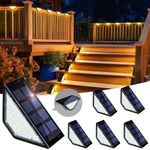 Solpex Solar Step Lights 6 Pack,Solar Outdoor Lights Waterproof for Stair Deck Porch Patio Fence Garden Yard(Warm White)