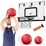 HYES 24" x 16" Large Basketball Hoop Indoor for Adults, Over The Door Basketball Hoop with Sturdy Backboard, Big Basketball Toys Gifts Ideas for Man Kids Teens Boys Girls, Black