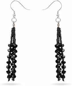 The 1920's Collection Vintage Style Charcoal Black Multitier Beaded Earrings for Women