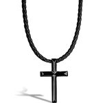 SERASAR Mens Leather Chain Leather Necklace with Pendant - 60cm Black - Leather Cord Chain with Mens Jewelry Box - Genuine Leather - Mens Gift - Mens Leather Necklace