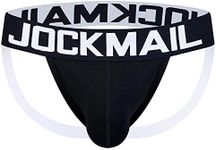 JOCKMAIL Cotton Men Underwear Menr Jockstrap Men Thong Underwear, Black, Large