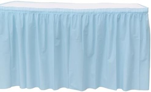 Oojami 4 Pack Light Blue Plastic Table Skirts – Disposable Table Decorations for Baby Shower, Birthday, Gender Reveal, Carnival, Circus, Office Party – 14ft Each for Rectangle Tables