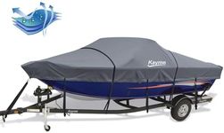 Kayme 900D Heavy Duty Boat Cover, Waterproof and Tear Resistant Boat Canvas, Tarps with Windproof Straps. Length 16-18.5ft, Width up to 94",Fit for V-Hull, Tri-Hull, Bass Boat, Fish & Ski Boat,.Gray