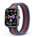 20MM Magnetic Mesh Loop Bands Compatible with SOUYIE Smart Watch, No Buckle Design, Adjustable Stainless Steel Replacement Straps for Women Men Blue Orange Stripe