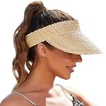 Straw Visors for Women, Sun Visors for Women Visors for Women, Straw Hats for Women, Handmade Beach Hats for Women, Natural, One Size