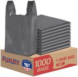 Fuxury 1000 Count Plastic T-shirt Bags Grey (12" x 6.5" x 21"), Grocery, Trash, Take Out, To Go, Restaurants, Retail Shopping Bags in Bulk for Small Business (Made in USA)