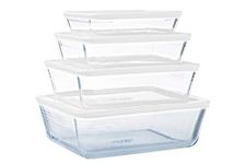 Pyrex Cook & Freeze - Set of 4 Rectangular Boxes with Lid - Borosilicate glass - Ideal for freezing and Meal prep - Made in France