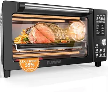 Nuwave Bravo Pro Smart Air Fryer Toaster Oven Combo, Airfryer Convection Oven Countertop, 12-in-1 Functions with Quicker & Even Crisp Technology, 1800W, 50-450°F, PFAS-Free, 21QT, Black