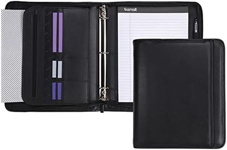 Samsill Professional 1-Inch Zipper Binder Padfolio with iPad Pocket, Interview Document Organizer, Includes Refillable 8.5 x 11 Inch Writing Pad and Pen Loop, Black