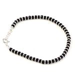 Nemichand Jewels Nazariya with Black Crystals for Women 92.5% Pure Stering Silver Bracelet for Women (7 inch + Extension) (Black)