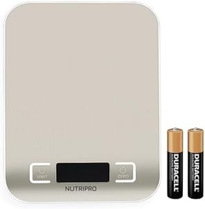 Nutripro Digital Kitchen Weighing Scale For Food With Batteries, Stainless Steel