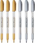 MyLifeUNIT Metallic Marker Pens, 6-Pack Metallic Gold Silver Permanent Markers, Fine Point (3 Gold 3 Silver)