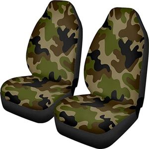 Pehede Seat Covers for Cars Camouflage Seamless Pattern Brown Green Black Front Car Seat Cover Easy to Install Universal for Auto Truck Van SUV 2 Pcs