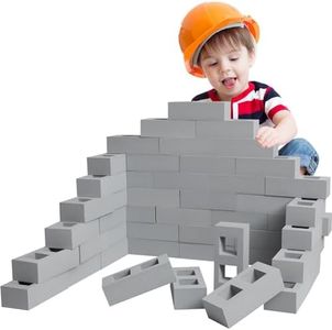 Deekin 30 Pcs Foam Brick Building Blocks for Kids Thick Cinder Blocks Foam Blocks Large Fake Brick Foam Construction Blocks Toy Stacking Block for Stacking Construction, 8 x 4 x 2.4 in (Square Holes)