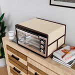Kuber Industries Oven Top Cover | Microwave Oven Top Cover | Microwave Cover with 4 Utility Pockets | Oven Cover for Kitchen Décor | Dot Design Oven Top Cover | 28 LTR | Golden
