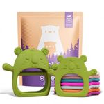 Infatot® Teething Toys for Baby Gifts – 2-Pack Koda Koala Teether Mitten Glove, Soothing Hand Teethers for Infants, Baby Toys 0-6 Months and Up, Newborn Essentials for Teething Relief, Jade Green.