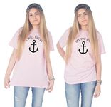 Sanfran - I Will Never Let You Sink Top Matching BFF's Friend Best Friends T-Shirt - Large & Large/Light Pink