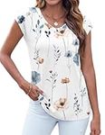 Zeagoo Womens 2025 Cap Sleeve T Shirts V Neck Basic Tees Tops with Pocket Fashion Trendy Casual Summer Outfits Clothes