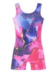 Arshiner Leotards for Girls Gymnastics with Shorts Color Gradient Shiny Diamond Kids Biketard