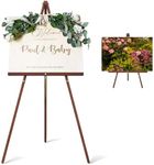 Wooden Easel Stand for Sign,63" Portable Painting Easel, Adjustable Poster Stand with Tripod Easel for Painting, Wedding Sign, Drawing, Canvas, Display Show (Brown)