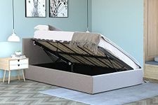 Home Treats Side Lift Ottoman Bed King Size Bed Frame With Under Bed Storage | Grey Bed Frame With Storage 5FT (King, No Mattress)