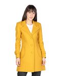 HONNETE Full Sleeve Gold Color Solid Winter Coat for Women