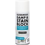 Pro-Kleen Damp & Stain Block Spray Paint Primer White Matt 400ml - Covers Damp, Mould, Grease, Nicotine & Rust Stains - for Walls & Ceilings - Leaves a Waterproof Barrier