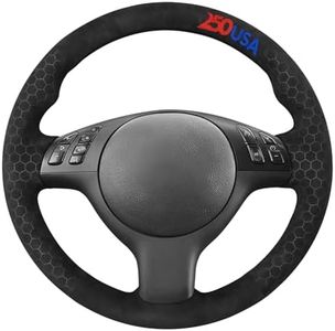 MEWANT USA 250th Anniversary Hand Stitch Steering Wheel Cover for BMW 3 Series E46 Sedan/Touring Hatchback Coupe/Convertible 5 Series E39 M3 E46 M5 E39 Embossed IT-Alcan Suede Steering Wrap