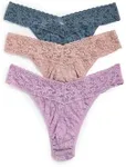 hanky panky Signature Lace Original Rise Thongs for Women: Christmas Cracker | One Size 4-14 | Royal Purple, Ocean Eyes Blue, Agave Green, Dragonfruit Pink, Deep Sea Coral | Lingerie Underwear | 3 pk