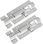 OPDENK 2 Pack Stainless Steel Barrel Bolt Latch,3 Inches Brushed Finish Sliding Lock,Thickened Slide Latch Lock for Door,Slide Bolt Latch with 12PCS Screws