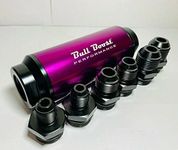 Bull Boost 44 Micron Fuel Filter Inline -6AN -8AN -10AN Universal High Flow Turbo Billet Purple