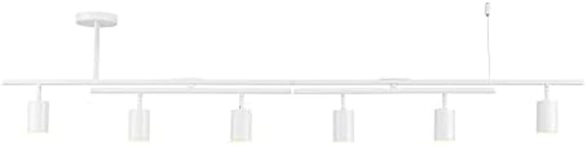 Globe Electric West 64" 6-Light Track Lighting, Matte White, Center Swivel Bars, Bulb Not Included