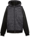 URBAN REPUBLIC Boys Hooded Fleece Jacket, Black, 10-11 Years