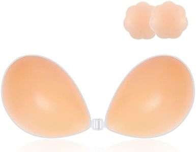 CatoFree Reggiseno push-up invisibile senza spalline, reggiseno adesivo in silicone senza schienale, riutilizzabile, con 2 copricapezzoli, per abito da sera, abito da sposa e abbigliamento senza