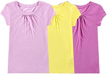 BIENZOE Girls' Antimicrobial Quick-Drying Short-Sleeved T-Shirt, Set of 3, Yellow/Pink/Crocus, 12-13 Years