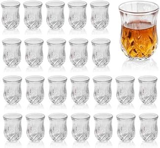 Quaffer Shot Glass (Set of 24) – Elegant Diamond Patterned Shot Glasses 1.75 oz – Classic Whisky Vodka Tequila Sherry Brandy Cordial Mini Snifters Glasses - Perfect for Parties, Bars, Events, Home Bar