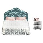 LUNDBY Dolls House Furniture Bedroom Set – Doll Bed – Doll House Accessories for 11cm Mini Dolls – 7-pieces, Age 4+ Scale 1:18