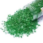 TWINKLING High Luster Crushed Glass Glitter, Broken Glass, Fire Glass Gems Chips for Fire Pit, DIY Resin Art, Epoxy Crafts, Geode Painting, Aquarium Decoration, 6-9mm(370g/13oz.) (Light Green)