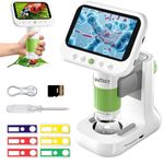Digital Microscope for Kids 1000X, 4.3" HD Screen Portable Handheld Microscope With 8 LED Lights & SD Card for Photo/Vedio, Stem Educational Science Kit Toys for 3-12 Age Years Old Boys Girls