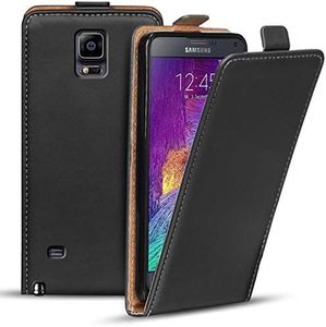 Verco Flip Cover for Samsung Galaxy Note 4 Case, Flip Style Protective Case for Samsung Note 4 Case Faux Leather Case Vertical Folding Phone Case, Black