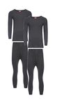 Heatwave® Pack of 2 Men's Extreme Thermal Underwear Set, Long Sleeve Top & Long Johns Set, Winter Thermals, Large Charcoal