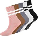 Radsocken 5 Pairs Non Slip Yoga Socks Pilates Socks for women and men with Grips, Anti-Slip Grip Socks Full Toe Ankle Socks for Ballet, Barre,Fitness,Hospital, Home(M pink)